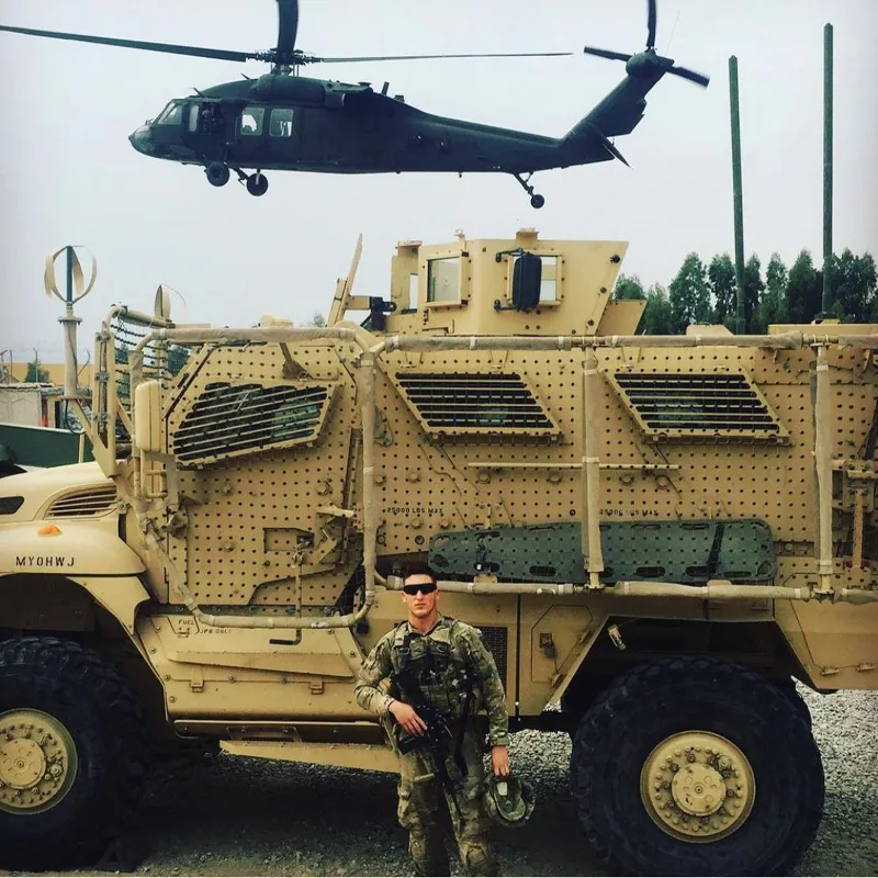 A picture of the Nikko Ortiz at the military vehicle