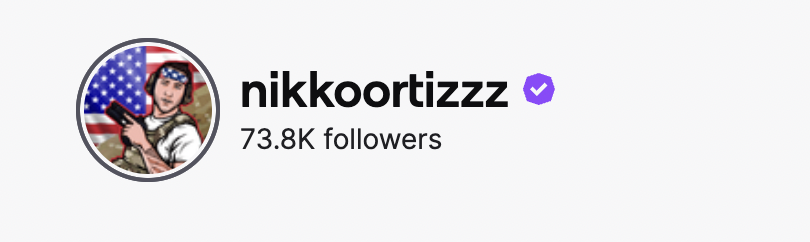 A screenshot of the Nikko Ortizzz with 73.8k followers